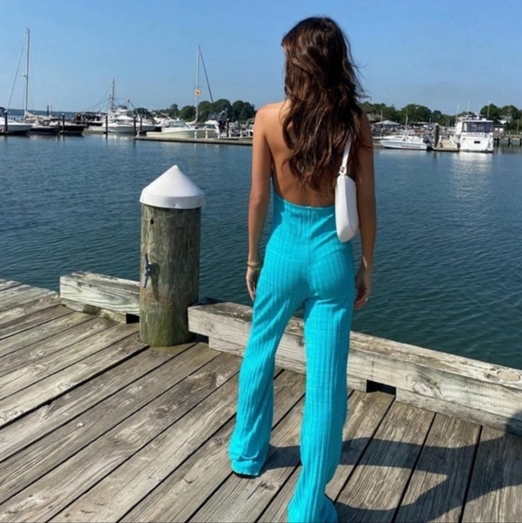 Zara ribbed halter flared jumpsuit - Picture 5 of 15